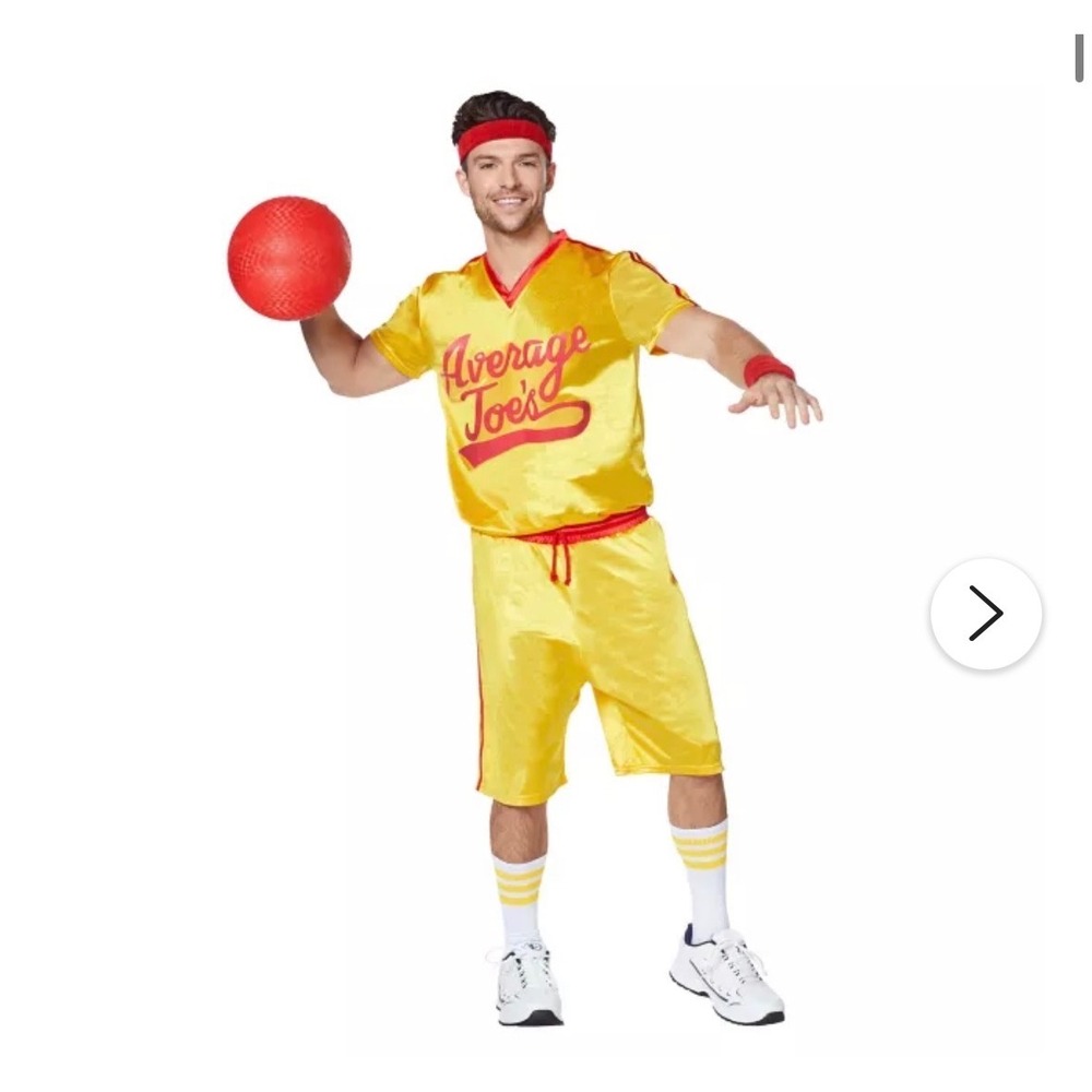 Spirit Halloween Dodgeball Average Joe's Costume Set Adult XL Shirt Shorts 4 PCS